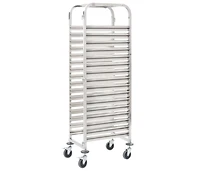 Kitchen Trolley for 16 Trays 15"x21.7"x64.2" Stainless Steel