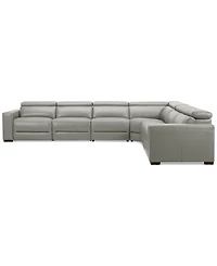 Nevio 157" 6-Pc. Leather Sectional with 2 Power Recliners and Headrests, Created For Macy's