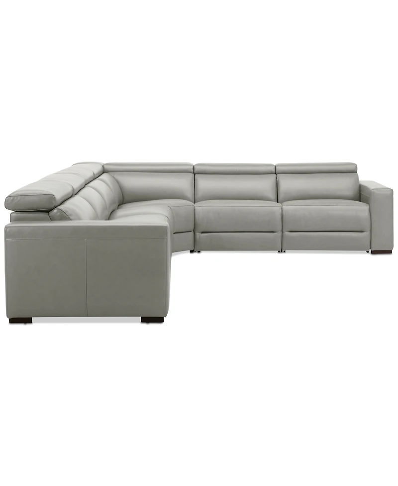 Nevio 157" 6-Pc. Leather Sectional with 3 Power Recliners and Headrests, Created For Macy's