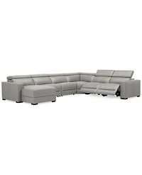 Nevio 157" 6-Pc. Leather Sectional with 2 Power Recliners, Headrests and Chaise, Created For Macy's