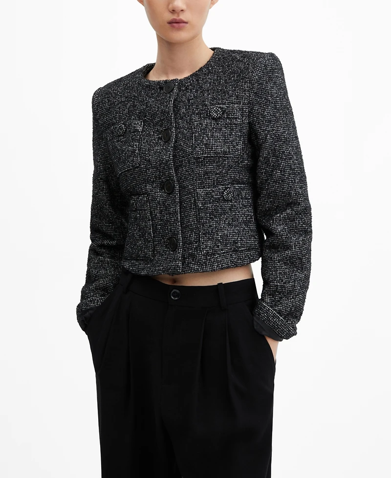 Mango Women's Pockets Two-Tone Jacket