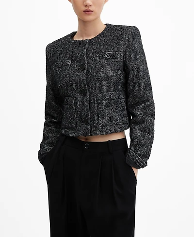 Mango Women's Pockets Two-Tone Jacket