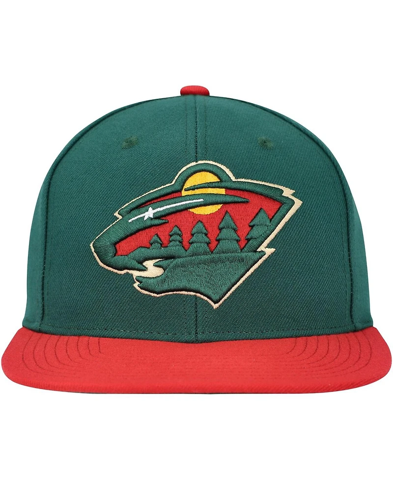 Men's Mitchell & Ness Green Minnesota Wild Core Team Ground 2.0 Snapback Hat