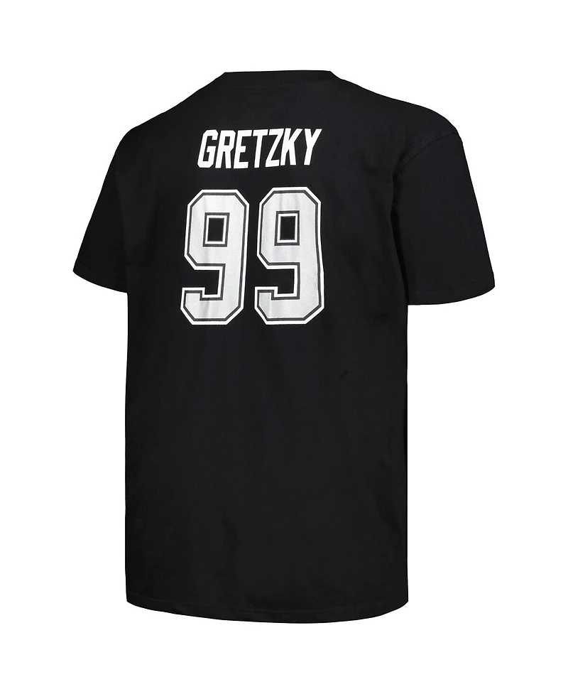 Men's Profile Wayne Gretzky Black Los Angeles Kings Big and Tall Name Number T-shirt