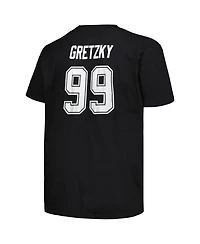 Men's Profile Wayne Gretzky Black Los Angeles Kings Big and Tall Name Number T-shirt