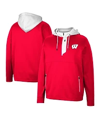 Men's Colosseum Wisconsin Badgers Luge 3.0 Quarter-Zip Hoodie