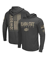 Men's Colosseum Charcoal Distressed Oklahoma State Cowboys Team Oht Military-Inspired Appreciation Hoodie Long Sleeve T-shirt
