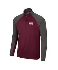 Men's Colosseum Maroon, Charcoal Mississippi State Bulldogs Two Yutes Raglan Quarter-Zip Windshirt