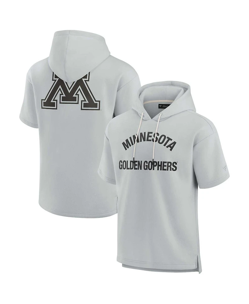 Men's and Women's Fanatics Signature Gray Minnesota Golden Gophers Super Soft Fleece Short Sleeve Pullover Hoodie