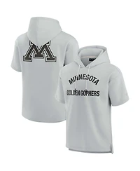Men's and Women's Fanatics Signature Gray Minnesota Golden Gophers Super Soft Fleece Short Sleeve Pullover Hoodie