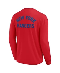 Men's and Women's Fanatics Signature Red New York Rangers Super Soft Long Sleeve T-shirt