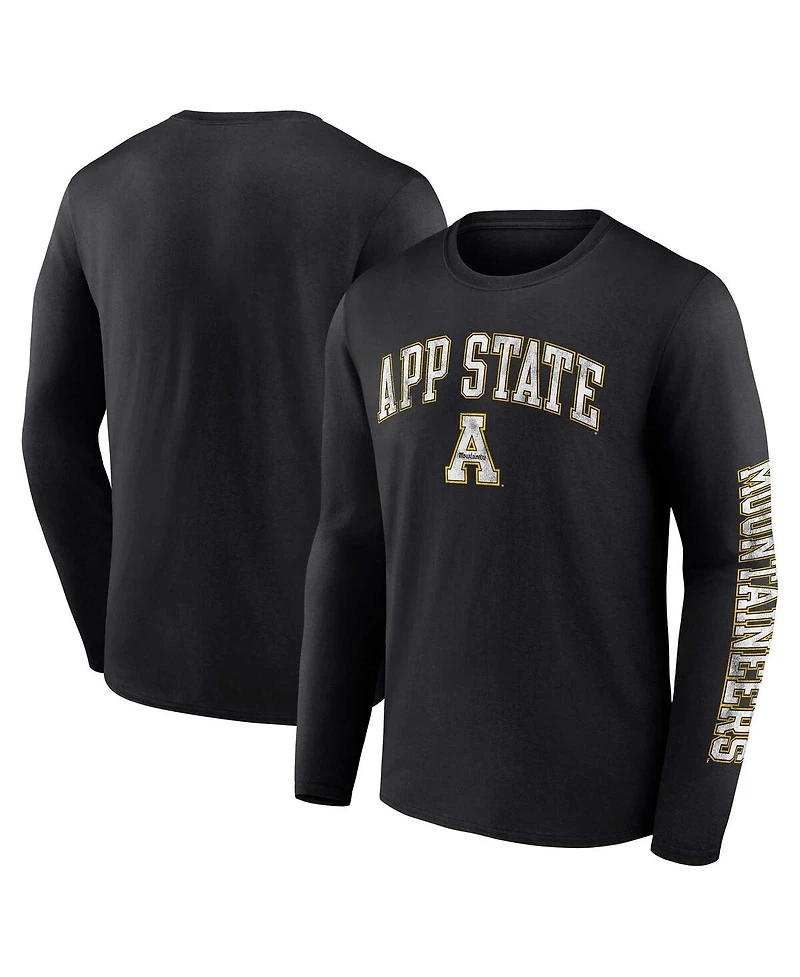 Men's Fanatics Black Appalachian State Mountaineers Distressed Arch Over Logo Long Sleeve T-shirt