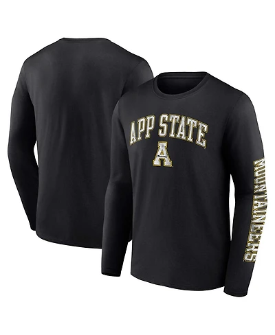 Men's Fanatics Black Appalachian State Mountaineers Distressed Arch Over Logo Long Sleeve T-shirt