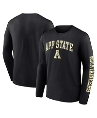 Men's Fanatics Black Appalachian State Mountaineers Distressed Arch Over Logo Long Sleeve T-shirt