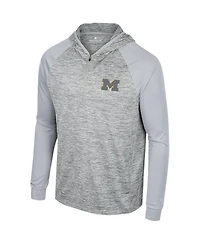 Men's Colosseum Gray Michigan Wolverines Cybernetic Raglan Quarter-Zip Hooded Top