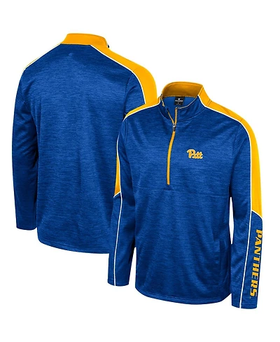 Men's Colosseum Royal Pitt Panthers Marled Half-Zip Jacket