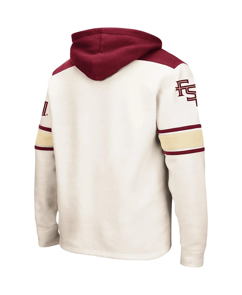 Men's Colosseum Cream Florida State Seminoles Big and Tall Hockey Lace-Up Pullover Hoodie