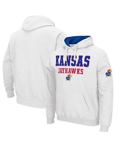 Men's Colosseum White Kansas Jayhawks Sunrise Pullover Hoodie