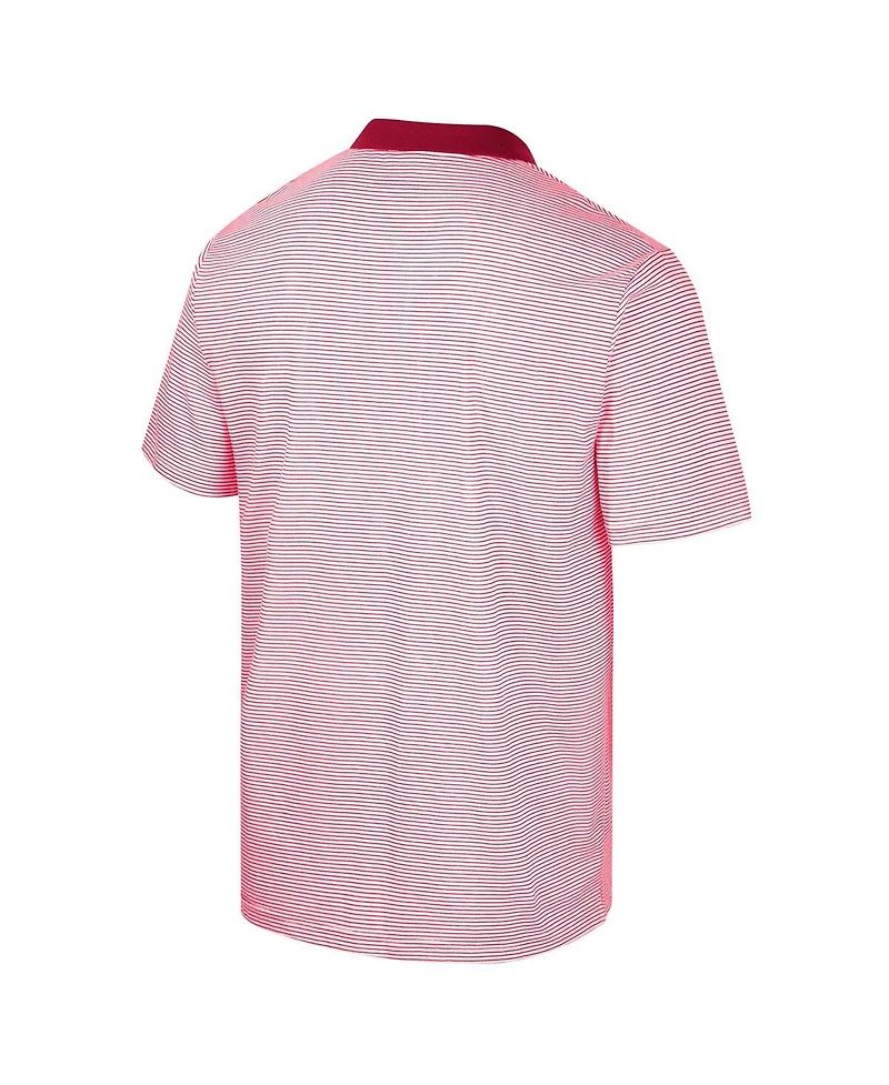 Men's Colosseum White, Crimson Washington State Cougars Print Stripe Polo Shirt