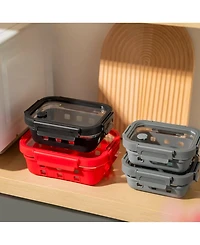 Genicook 3 Pc Borosilicate Glass Container Set with Glass Lids and Silicone Wrap