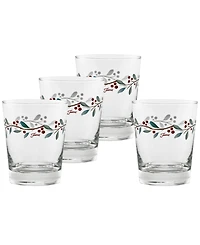 Fiesta Nutcracker Holly Tapered Dof Double Old Fashioned Glasses, Set of 4