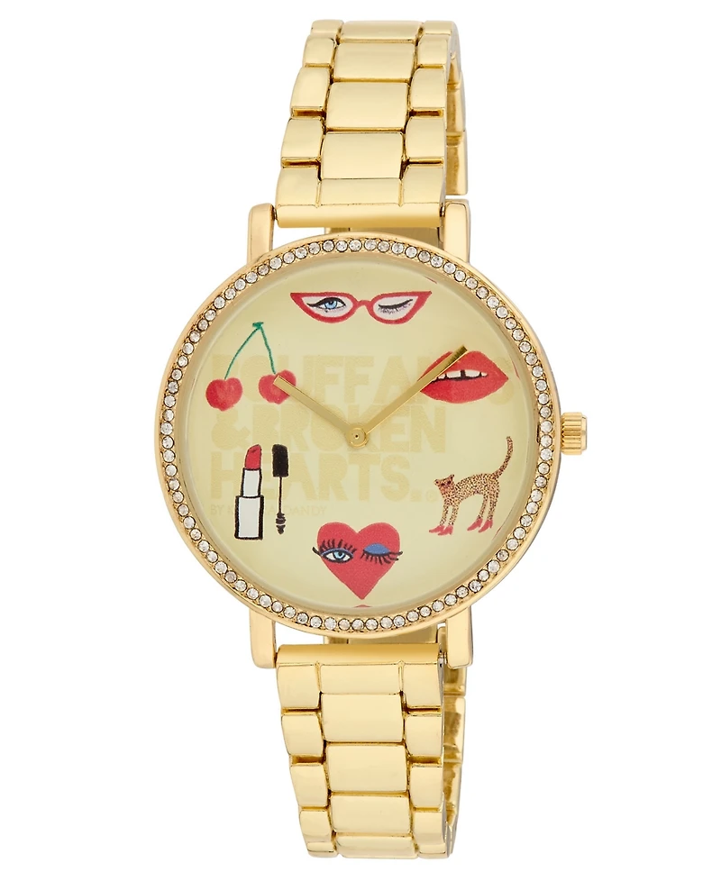 Kendra Dandy Women's Quartz Bouffants and Broken Hearts Gold-Tone Alloy Watch 38mm