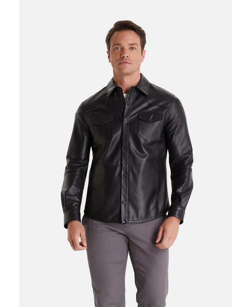 Furniq Uk Men's Leather Jacket, Nappa Black