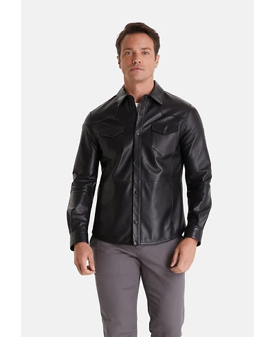 Furniq Uk Men's Leather Jacket, Nappa Black