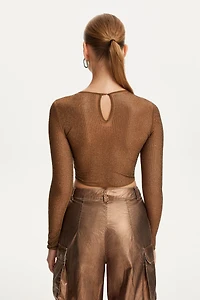 Nocturne Women's Embellished Tulle Crop Top