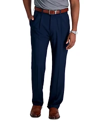 Haggar Men's Premium Comfort Stretch Classic-Fit Solid Pleated Dress Pants