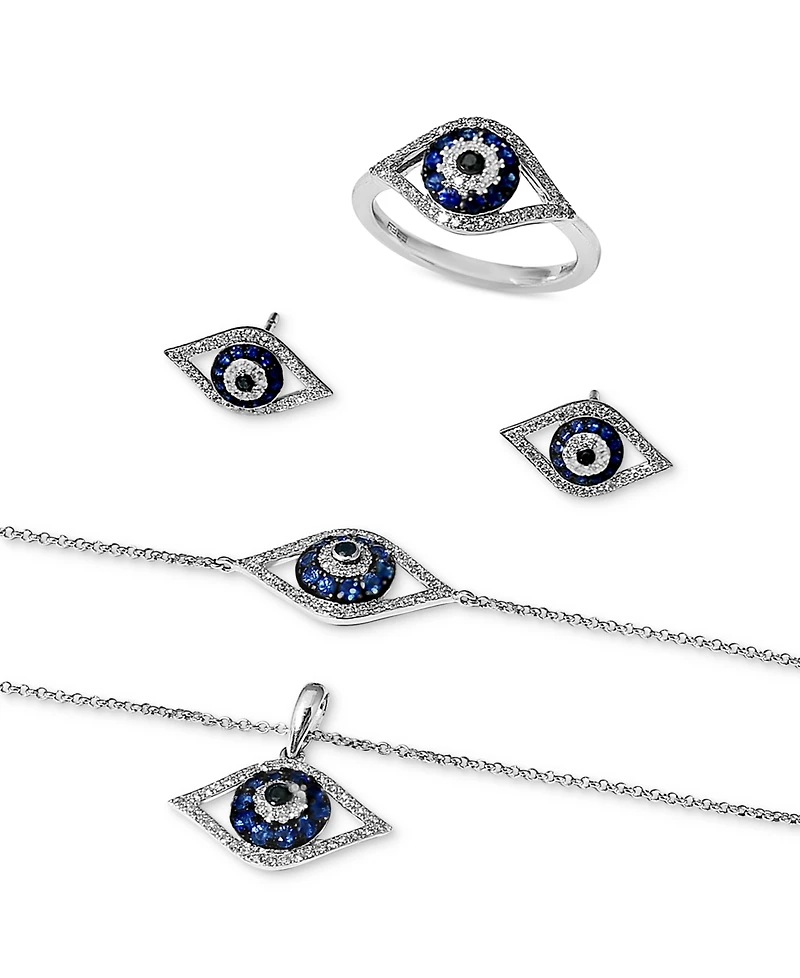 Effy Sapphire (1/4 ct. t.w.) and Diamond (1/6 Evil Eye Ring 14k White or Yellow Gold