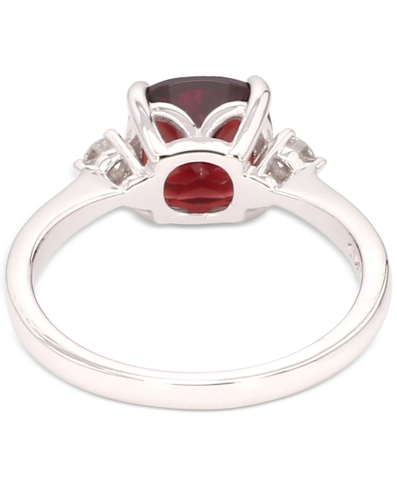 Garnet (2 ct. t.w.) & Diamond (1/8 ct. t.w.) Ring in 10k White Gold