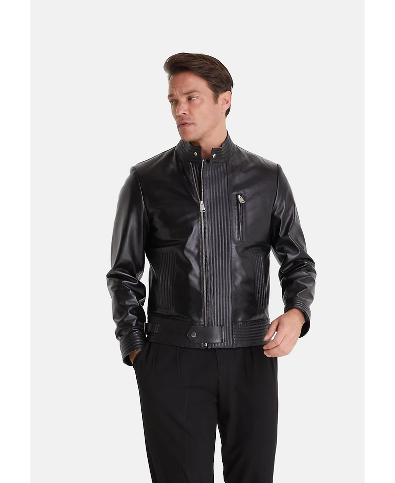 Furniq Uk Men's Fashion Jacket, Nappa Black