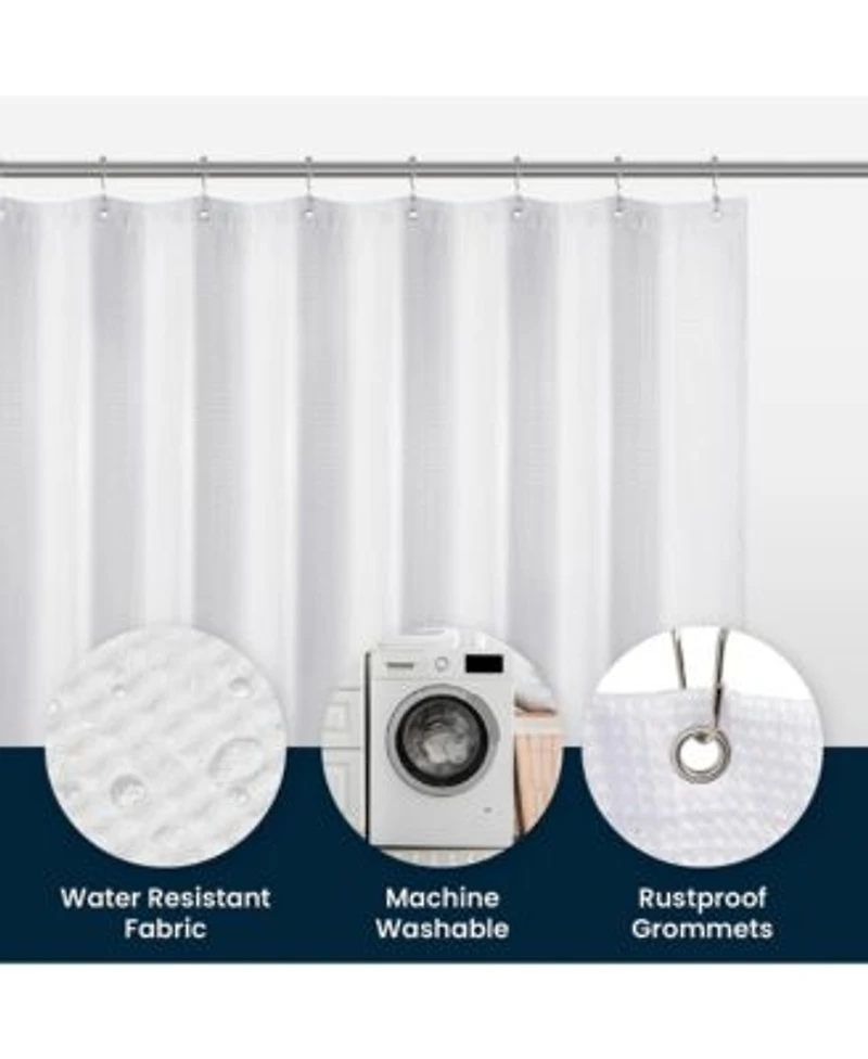 Liba Waffle Weave Fabric Shower Curtain