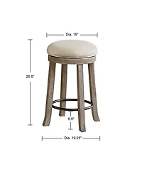 Ink+Ivy 19.25" Oaktown Wide Wood Swivel Counter Stool