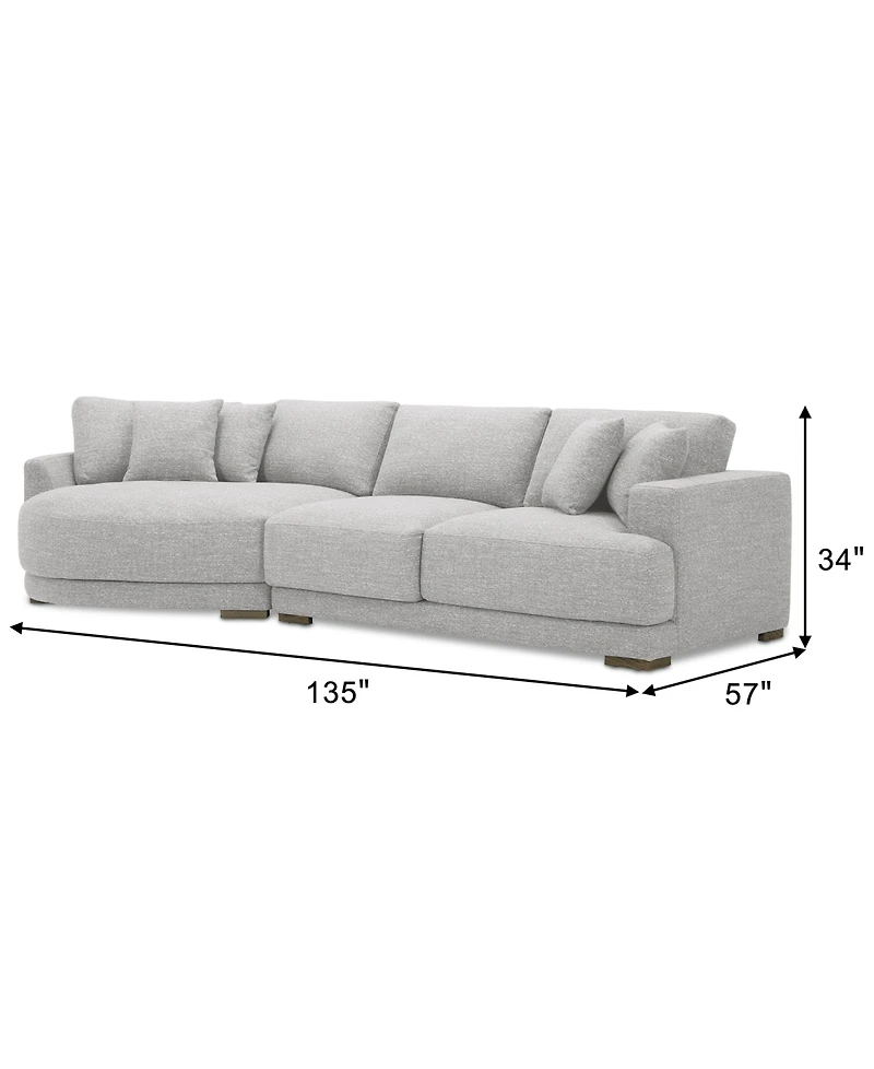 Closeout! Vasher 135" 2-Pc. Fabric Sectional with Cuddler, Created for Macy's