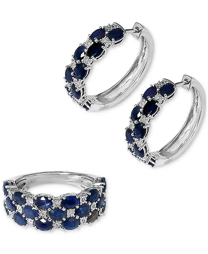 Effy Emerald & Diamond Small Earrings in Sterling Silver (Also available in Sapphire and Ruby)