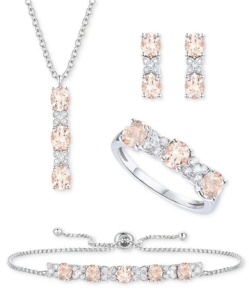 5-Pc. Set Amethyst (4-5/8 ct. t.w.) & Lab-Grown White Sapphire (3/4 ct. t.w.) Ring, Pendant Necklace, Bracelet, & Stud Earrings in Sterling Silver (Al