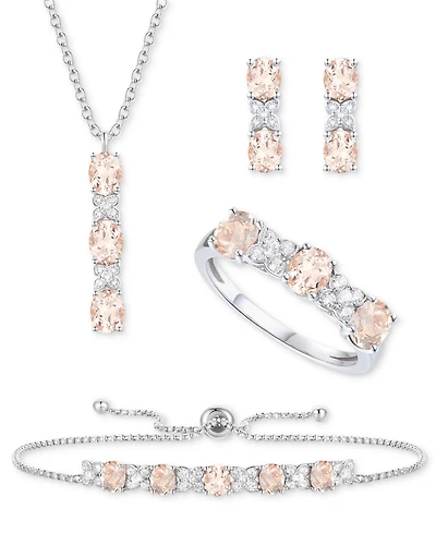 5-Pc. Set Amethyst (4-5/8 ct. t.w.) & Lab-Grown White Sapphire (3/4 ct. t.w.) Ring, Pendant Necklace, Bracelet, & Stud Earrings in Sterling Silver (Al