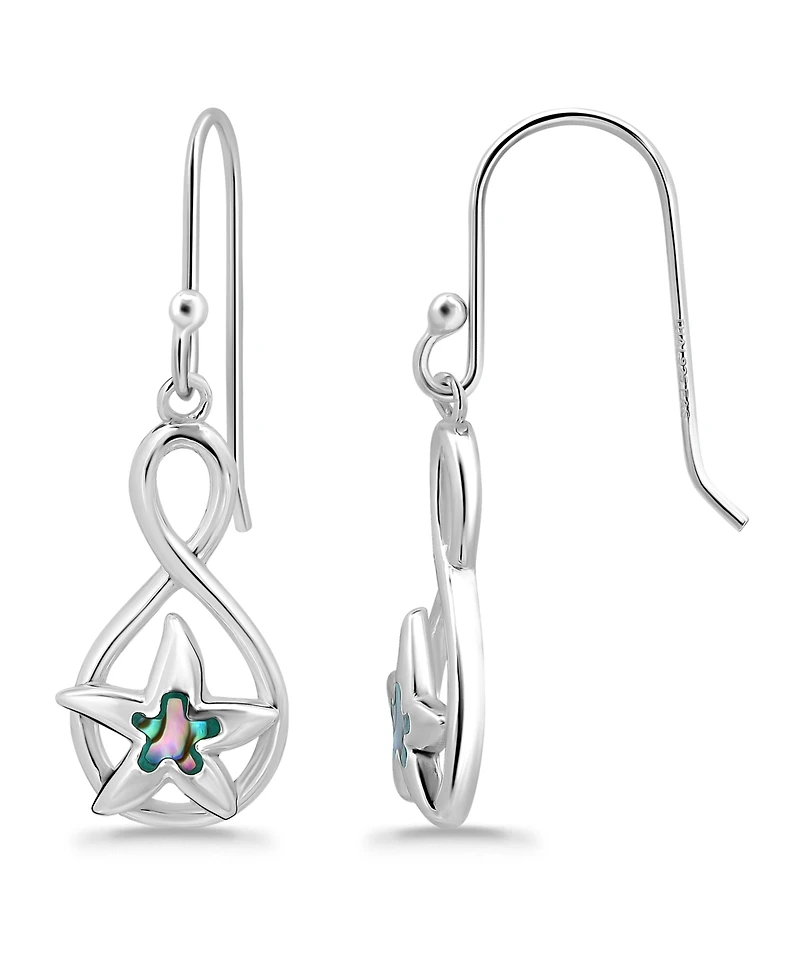Macy's Abalone Inlay Starfish Motif Fishhook Drop Earrings