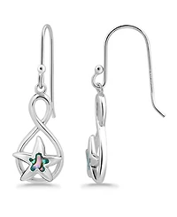 Macy's Abalone Inlay Starfish Motif Fishhook Drop Earrings