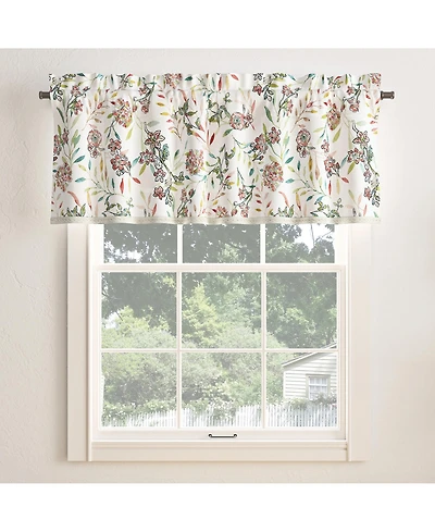Lily Garden Watercolor Floral Semi-Sheer Rod Pocket Curtain Valance