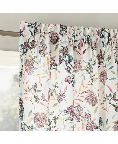 Lily Garden Watercolor Floral Room Darkening Rod Pocket Curtain Panel