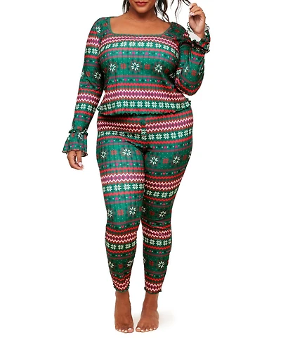 Audra Women's Plus-Size Pajama Long Sleeve Top & Legging Set