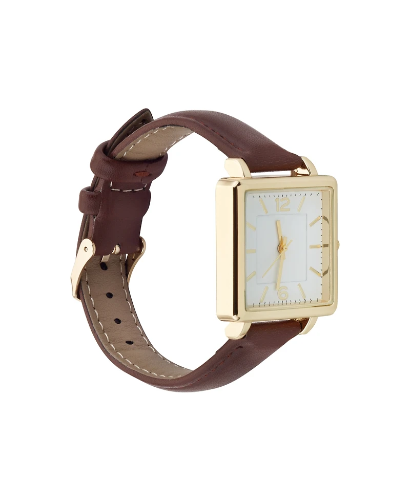 American Exchange Women's Plain Analog Brown Polyurethane Leather Strap Watch 30mm