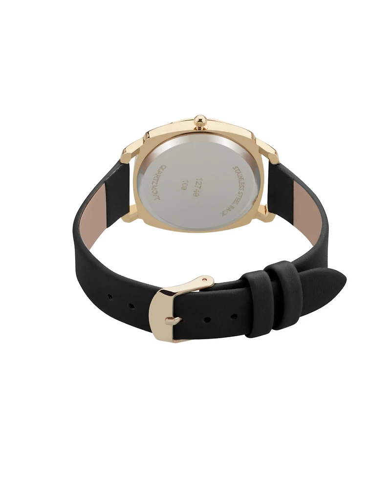 Jessica Carlyle Women's Analog Black Leather Strap Plain Watch 34mm