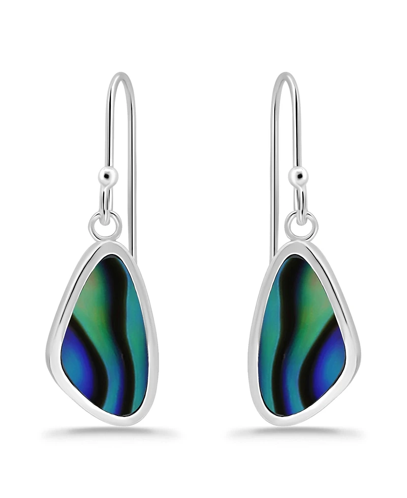 Macy's Abalone Inlay Freeform Fishhook Drop Earrings