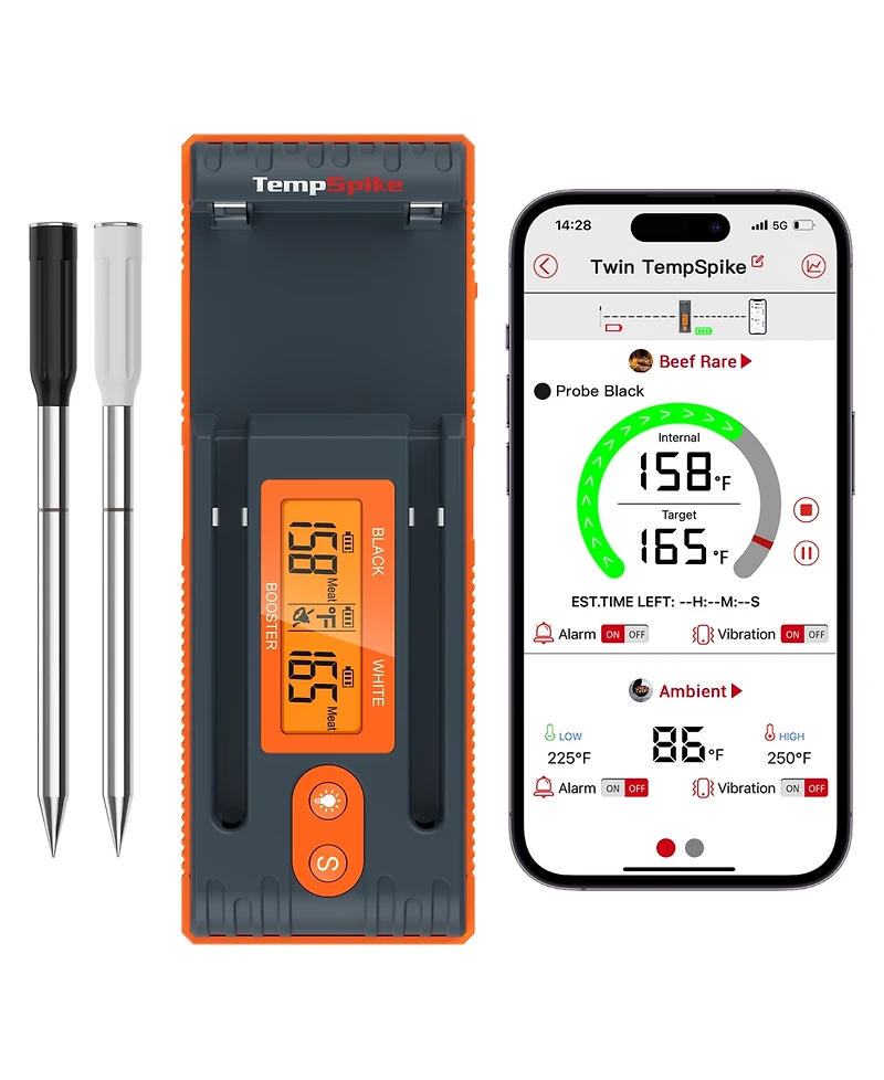ThermoPro Pack of 1 Twin TempSpike 500' Truly Wireless Meat Thermometer with 2 Meat Probes
