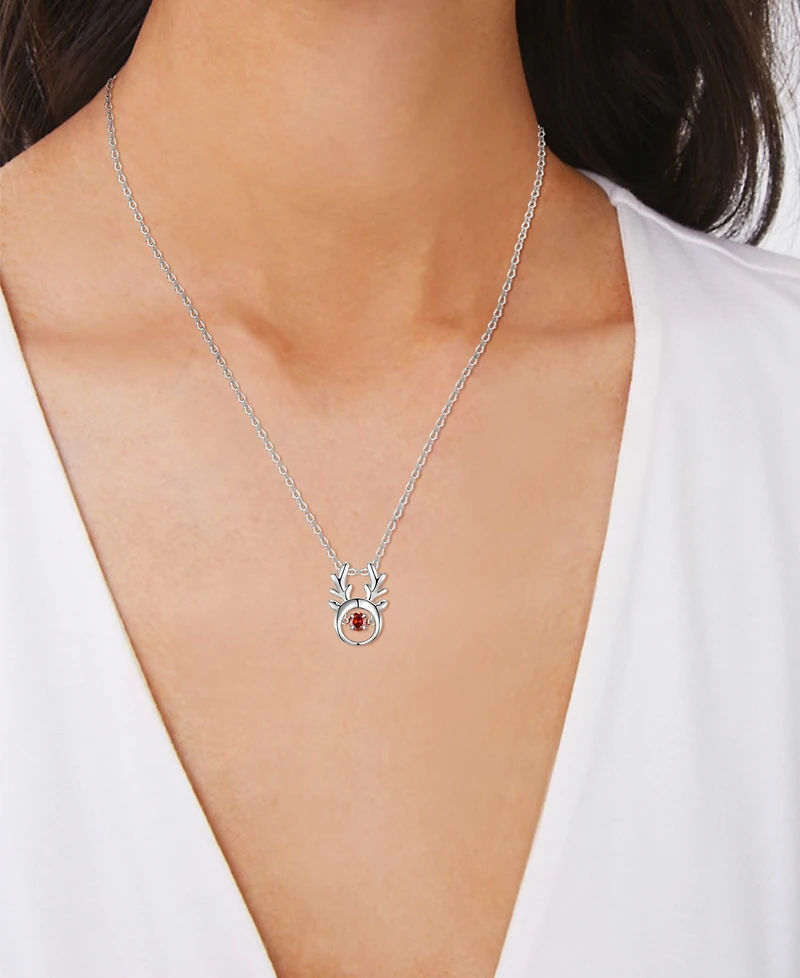Macy's Red Cubic Zirconia Reindeer Pendant Necklace