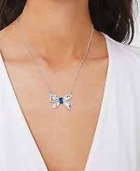Macy's Imitation Pearl and Cubic Zirconia Bow Pendant Necklace